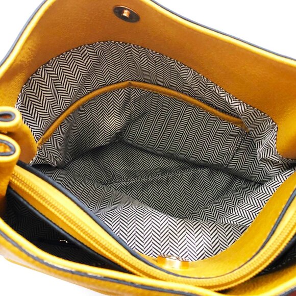 NWT Jen & Co Amber Hobo Vegan Faux Leather Mustard 13x11.5x5 inches - Picture 6 of 9